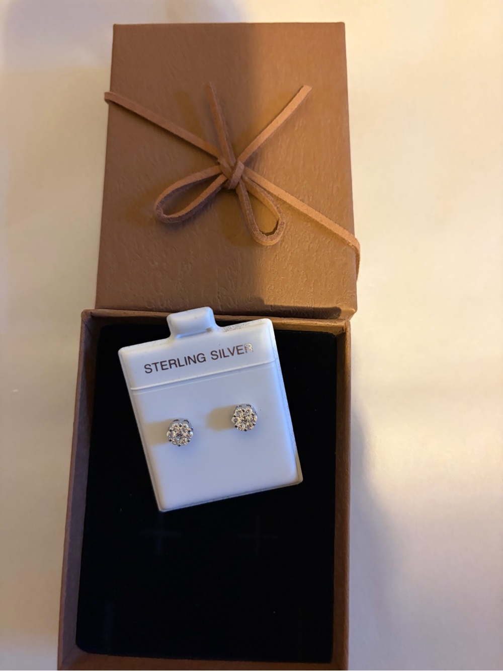 Sterling Silver Clear Crystal Cluster Stud Earrings - Women Jewelry New in box